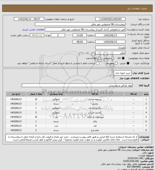 استعلام خرید ادویه حات