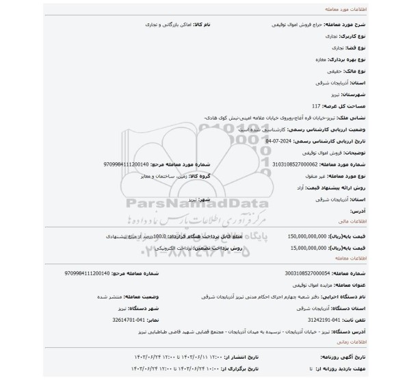 مزایده، فروش اموال توقیفی