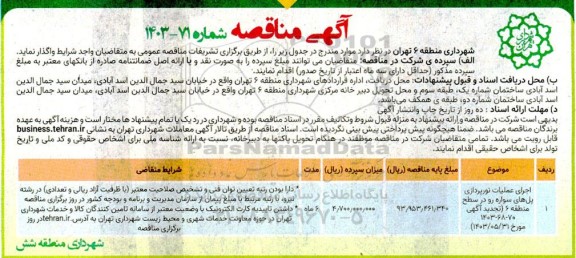 مناقصه اجرای عملیات نورپردازی پل های سواره رو ...