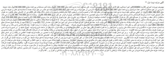 مزایده شش دانگ پلاک ثبتی 29فرعی از 2اصلی بخش 14یزد