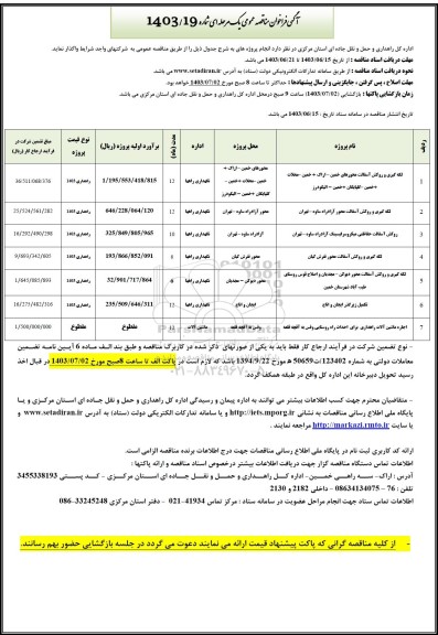 فراخوان مناقصه لکه گیری و روکش آسفالت محورهای خمین ..