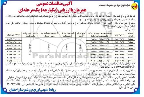 مناقصه عمومی جامع بهره برداری (تامین نیروی انسانی عملیات فوریتهای برق و ماشین آلات...