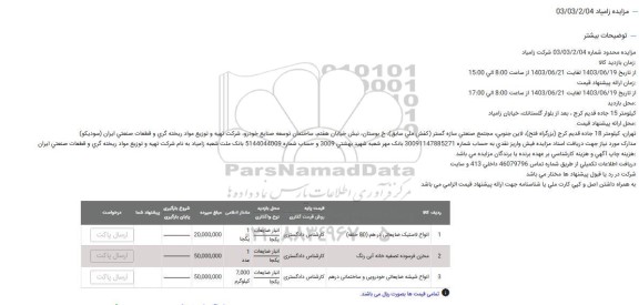 مزایده انواع لاستیک ضایعاتی درهم....