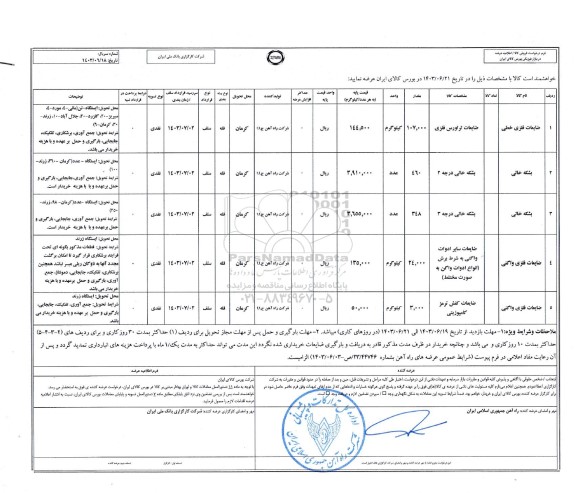 مزایده ضایعات فلزی خطی ...