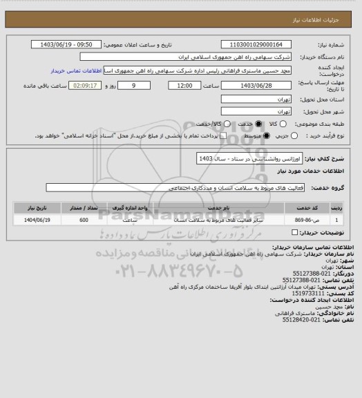 استعلام اورژانس روانشناسی در ستاد - سال 1403