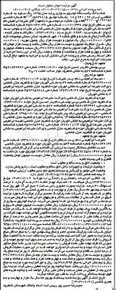 مزایده فروش ششدانگ یکدستگاه خودروی سواری پراید 1395 رنگ سفید