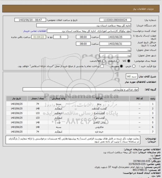 استعلام سبد کالا، سامانه تدارکات الکترونیکی دولت