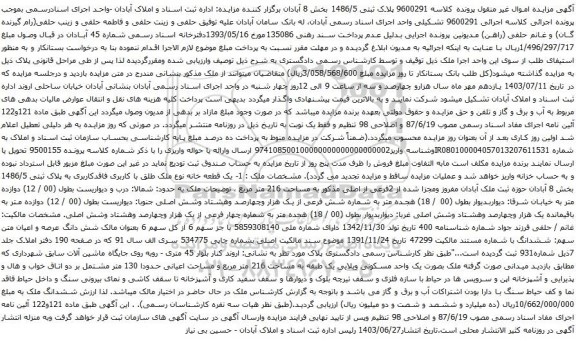مزایده پلاک ثبتی 1486/5 بخش 8 آبادان