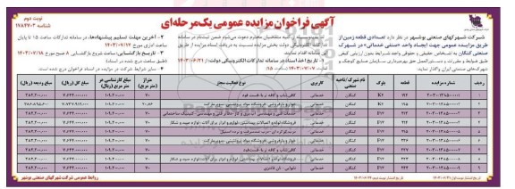 مزایده واگذاری تعدادی قطعه زمین - نوبت دوم