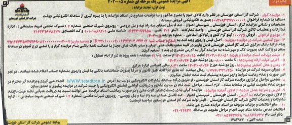 مزایده فروش 100075 کیلوگرم کنتور و رگولاتور اسقاطی تجدید نوبت اول چاپ دوم