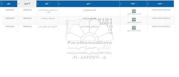 استعلام یک قلم پودر هیپوکلریت....