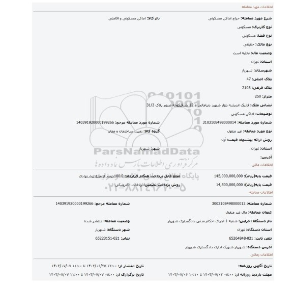 مزایده، اماکن مسکونی