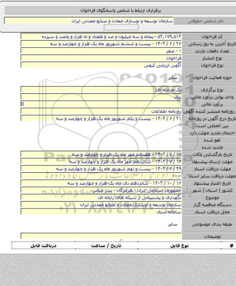 مناقصه, نگهداری و پشتیبانی از شبکه های رایانه ای