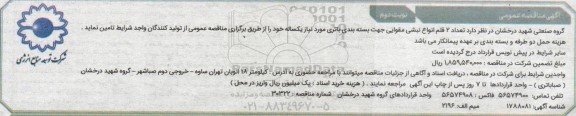 مناقصه عمومی تامین تعداد 2 قلم انواع نبشی مقوایی جهت بسته بندی باتری - نوبت دوم 