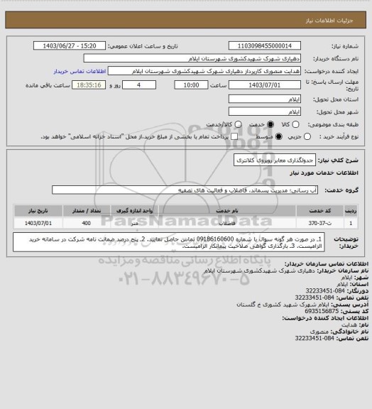 استعلام جدولگذاری معابر روبروی کلانتری