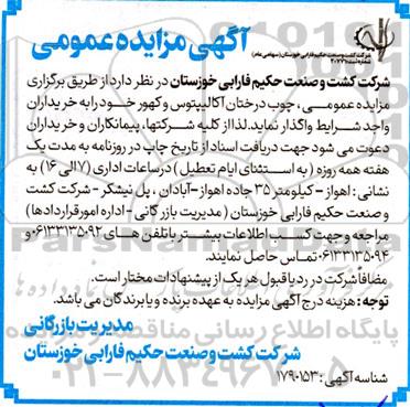 مزایده عمومی چوب درختان اکالیپتوس و کهور 