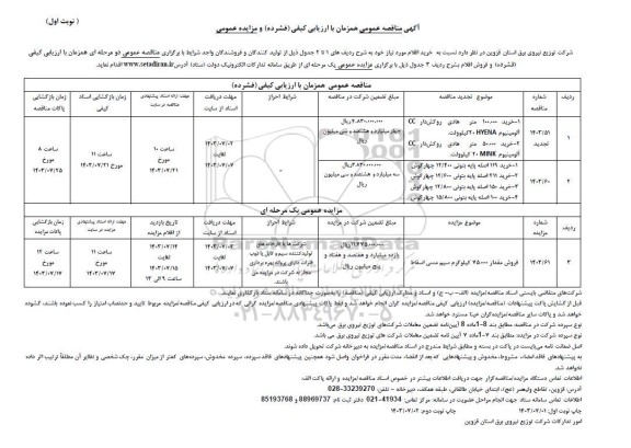 مزایده و مناقصه فروش مقدار 75.000 کیلوگرم سیم مسی اسقاط....