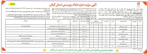 مزایده اجاره املاک بهزیستی - نوبت دوم 