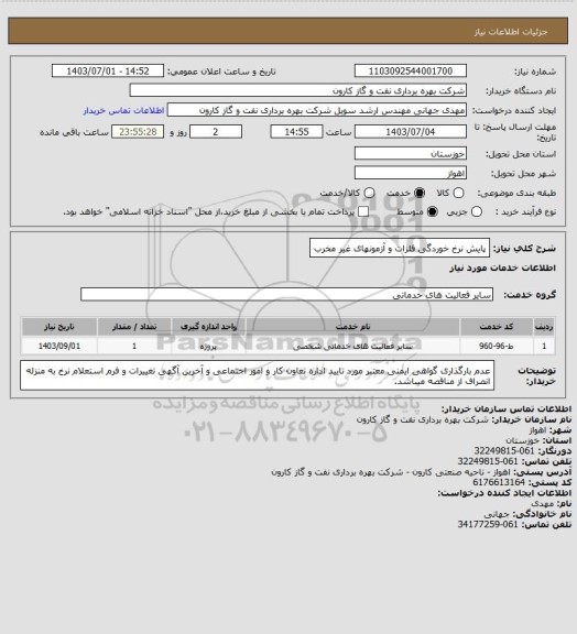 استعلام پایش نرخ خوردگی فلزات و آزمونهای غیر مخرب