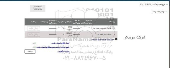 مزایده ضایعات آلومینیومی امحاء شده...
