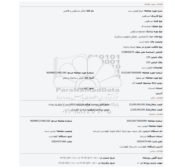 مزایده، فروش سند