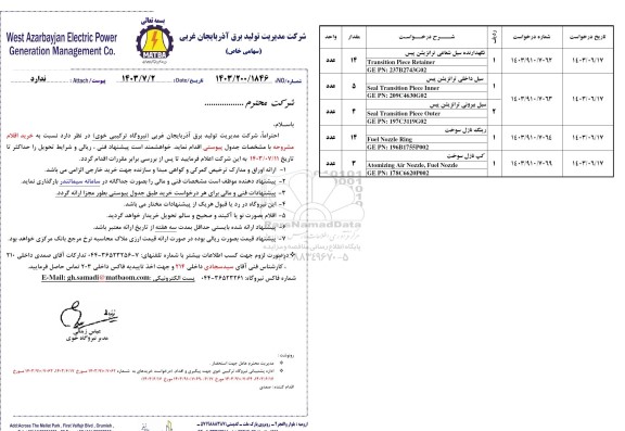 استعلام نگهدارنده سیل شعاعی....