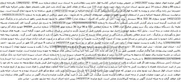 مزایده پراید تیپ جی تی ایکس آی
