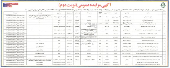 مزایده فروش 17 ملک با کاربری کشاورزی/دامپروری، مسکونی، احداث سردخانه، مزروعی، ... - نوبت دوم