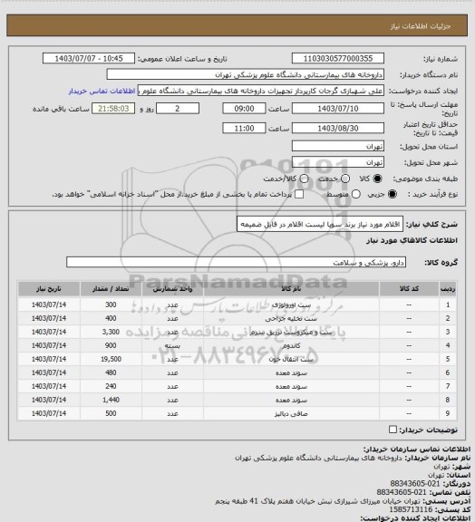 استعلام اقلام مورد نیاز برند سوپا
لیست اقلام در فایل ضمیمه