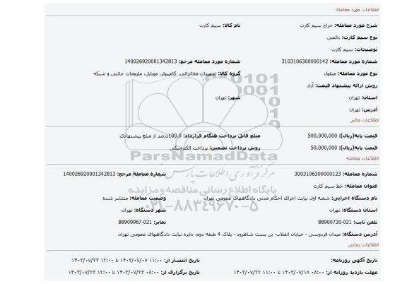 مزایده، سیم کارت