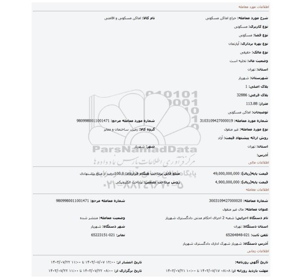 مزایده، اماکن مسکونی