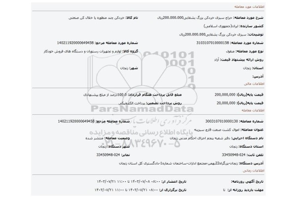 مزایده، سبزی خردکن بزرگ بشقابی200.000.000ریال