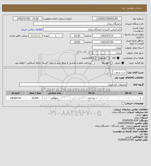 استعلام ذرت مرغوب