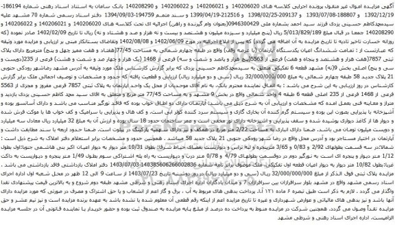 مزایده ششدانگ اعیان یکدستگاه آپارتمان (با عرصه وقف) واقع در طبقه چهارم شمالی