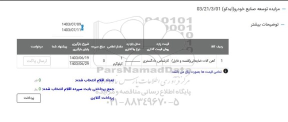 مزایده توسعه صنایع خودرو (ایدکو) 