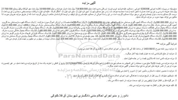 مزایده فروش یک دستگاه قهوه سازصنعتی سه گروپ GR و...