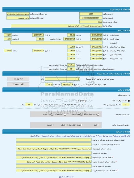 مزایده ، مزایده سراسری شماره 1156 اموال غیرمنقول -مزایده ساختمان - استان کردستان