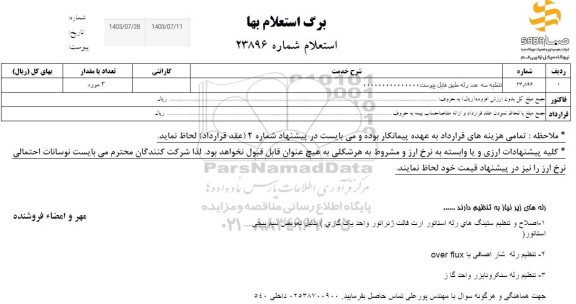 استعلام تنظیه سه عدد رله