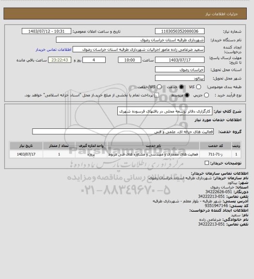 استعلام کارگزاری دفاتر توسعه محلی در بافتهای فرسوده شهری