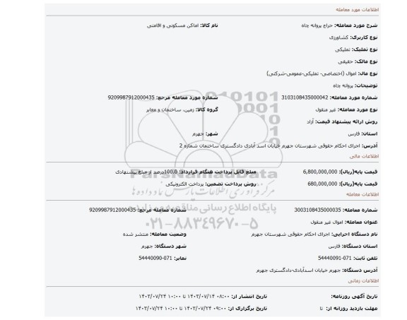مزایده، پروانه چاه
