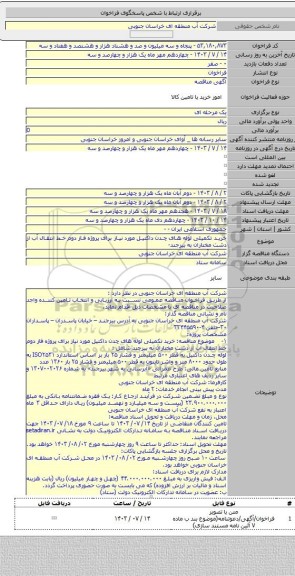 مناقصه, خرید تکمیلی لوله های چدن داکتیل مورد نیاز برای پروژه فاز دوم خط انتقال آب از دشت مختاران به بیرجند-
