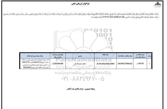 فراخوان ارزیابی کیفی سطح سنج مکانیکی 
