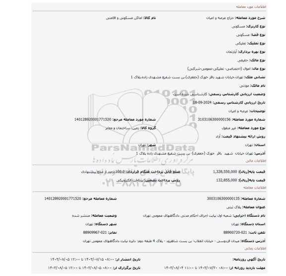 مزایده، عرصه و اعیان