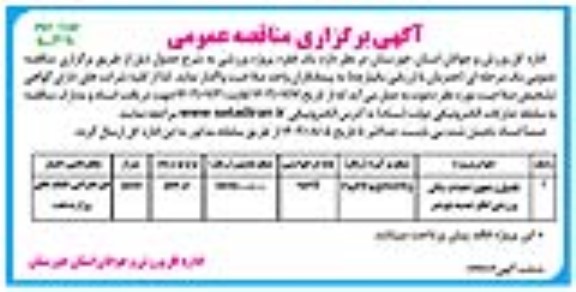 مناقصه یک فقره پروژه ورزشی ...- نوبت دوم 