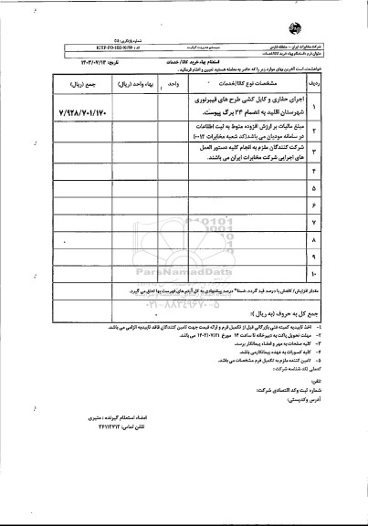 استعلام اجرای حفاری و کابل کشی طرح های فیبر نوری شهرستان اقلید