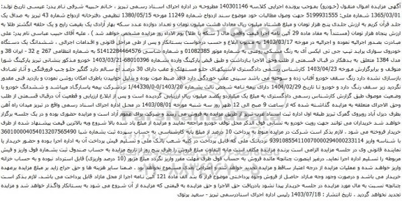 مزایده یک دستگاه خودروی سواری پراید تیپ جی تی ایکس آی به رنگ مشکی روغنی 