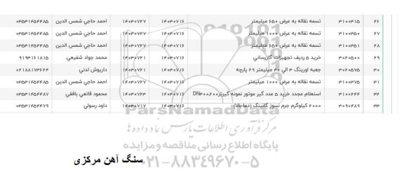 استعلام تسمه نقاله به عرض 1000 میلیمتر و ...