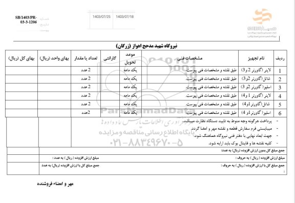 استعلام لاینر گاورنر...