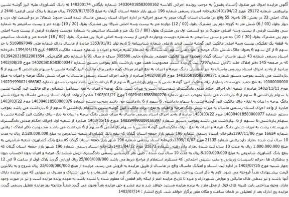 آگهی مزایده ملک با پلاک ثبتی فرعی: 2446 از پلاک اصلی 23