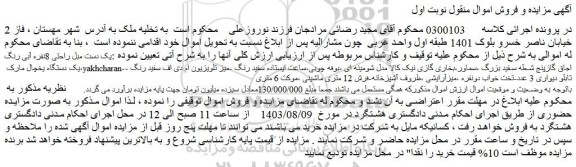 مزایده فروش یک دست مبل راحتی 8نفره آبی رنگ ،یک دستگاه یخچال مارک yakhcharan-اجاق گاز و...